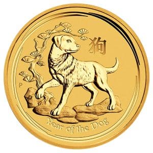 Imagen del producto 1/20 oz Gold Dog 2018, Lunar Series II of the Perth Mint Australia