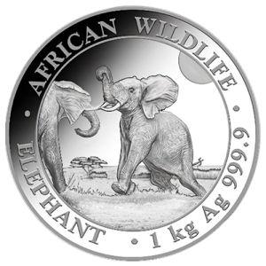 Imagen del producto1 kg Silver Coin Somalia Elephant, backdated