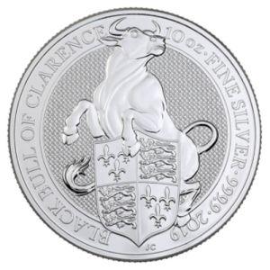 Imagen del producto10 oz Silvercoin Black Bull of Clarence,  Queens Beasts Series 2019