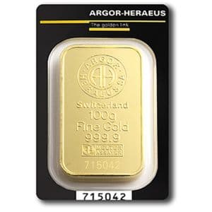 Imagen del producto 100g Gold Bar Argor Heraeus