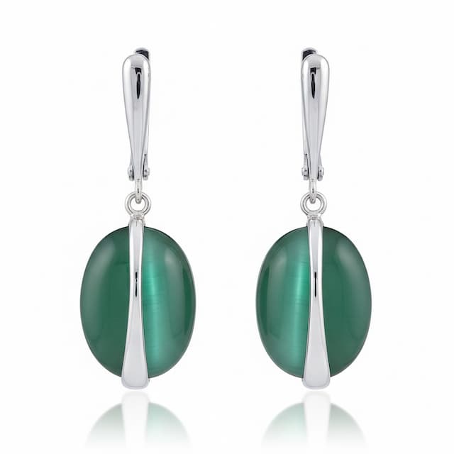Imagen del productoPENDIENTES PLATA 925MM OJO DE GATO VERDE