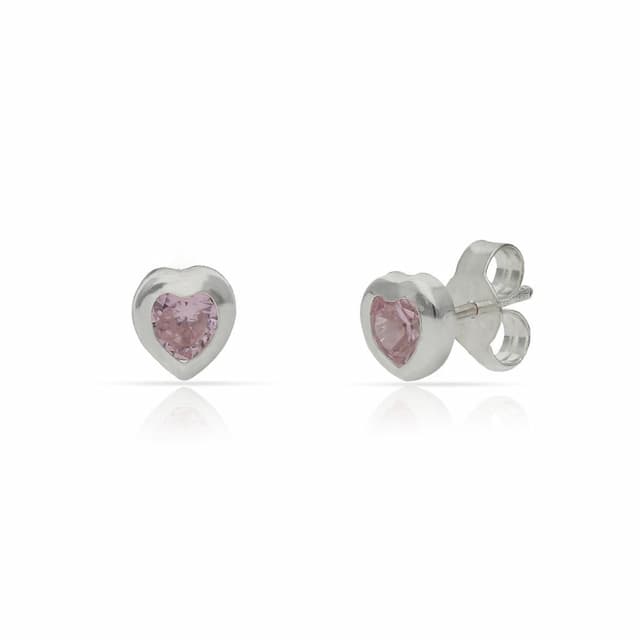 Imagen del producto PENDIENTES PLATA 925MM CORAZON PIEDRA ROSA - 5MM