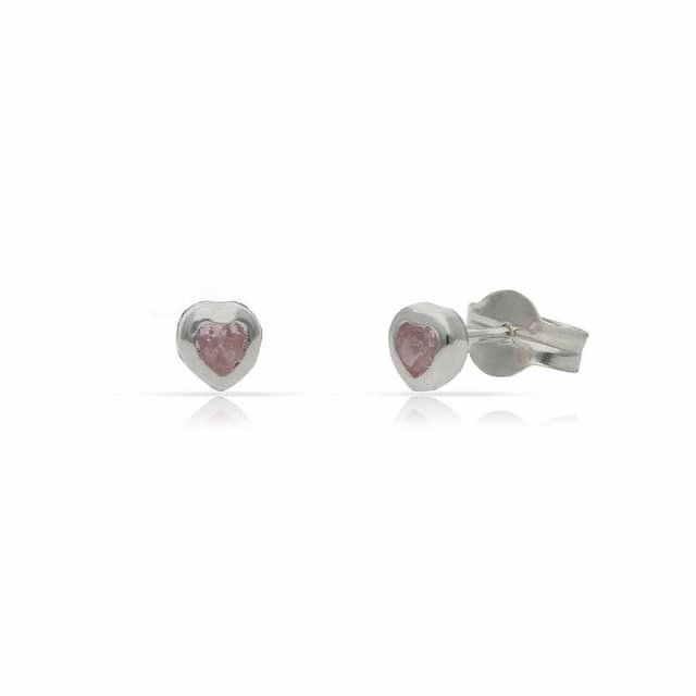 Imagen del productoPENDIENTES PLATA 925MM CORAZON PIEDRA ROSA - 4MM