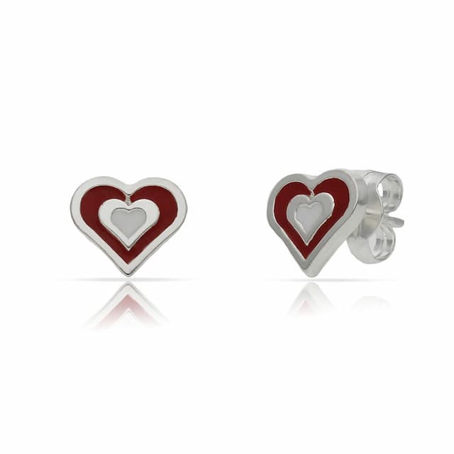 Imagen del productoPENDIENTE PLATA 925MM CORAZONES ESMALTADOS - 7X8MM