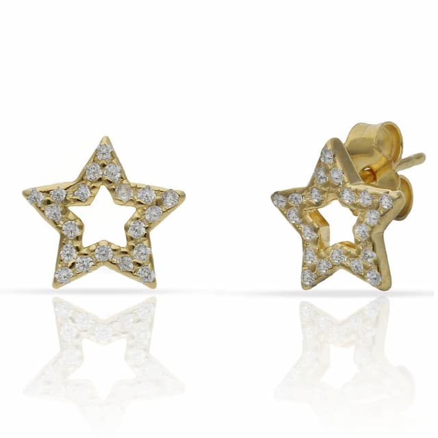 Imagen del producto PENDIENTES PLATA CHAPADA ORO ESTRELLAS CIRCONITAS - 10MM