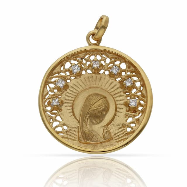 Imagen del producto MEDALLA PLATA CHAPADA ORO VIRGEN NIÑA - 25MM