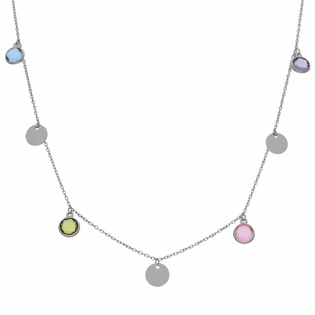 Imagen del productoGARGANTILLA PLATA 925MM CIRCULOS + PIEDRAS