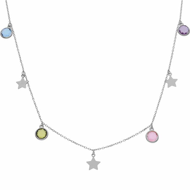 Imagen del productoGARGANTILLA PLATA 925MM ESTRELLAS + PIEDRAS