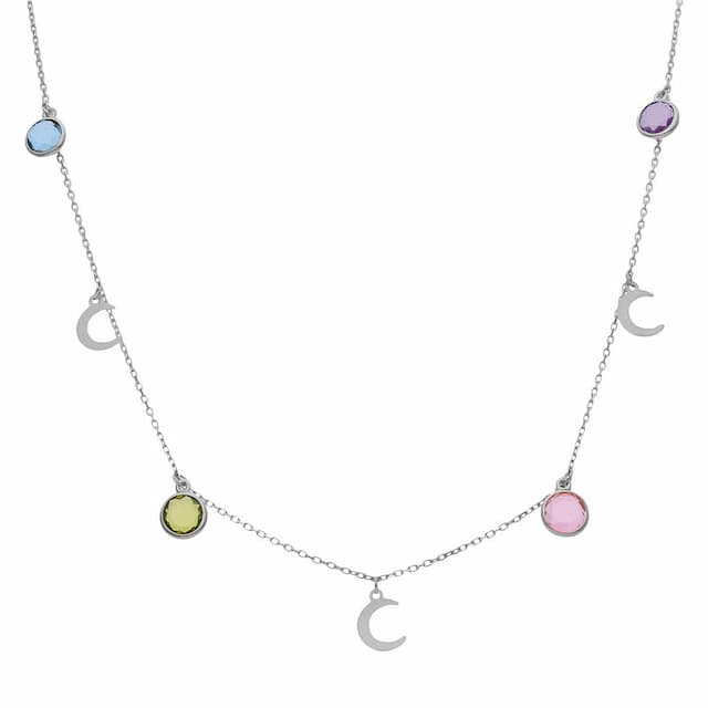 Imagen del productoGARGANTILLA PLATA 925MM LUNAS + PIEDRAS