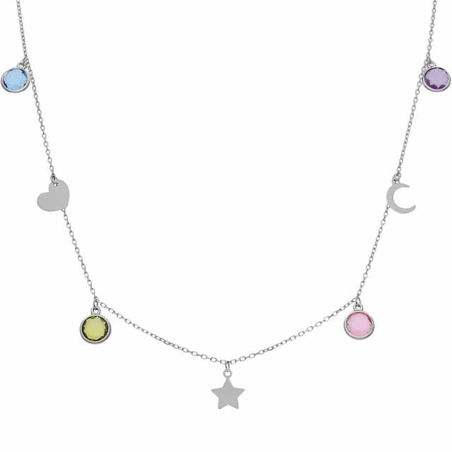 Imagen del productoGARGANTILLA PLATA 925MM MIX CHARMS+PIEDRAS