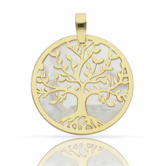 Imagen del productoCOLGANTE PLATA CHAPADA ORO ARBOL DE LA VIDA NACAR - 30MM