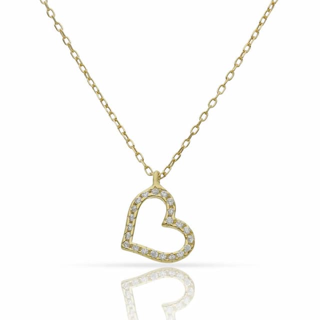 Imagen del producto GARGANTILLA PLATA CHAPADA ORO CORAZON CIRCONITAS