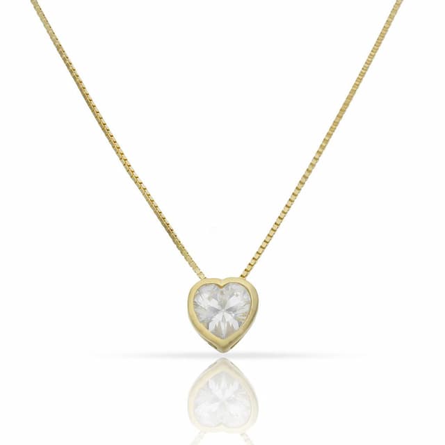 Imagen del producto GARGANTILLA PLATA CHAPADA ORO CORAZON CIRCONITA