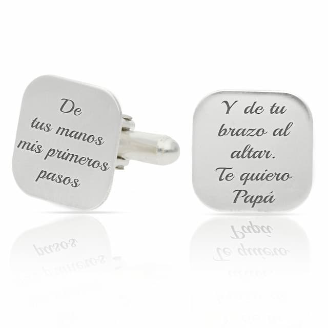 Imagen del productoGEMELOS CUADRADOS PLATA 925MM FRASE