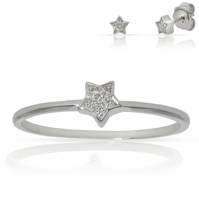 Imagen del producto SORTIJA ORO BLANCO 18KL ESTRELLA DIAMANTES