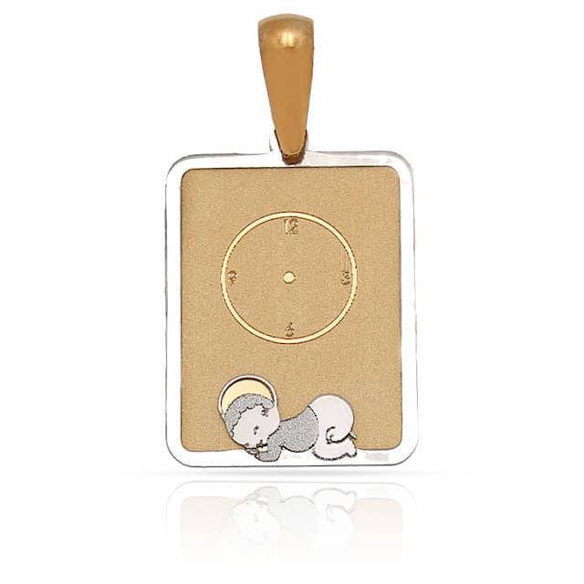 Imagen del producto MEDALLA ORO 18KL BEBE Y RELOJ - 13X18MM