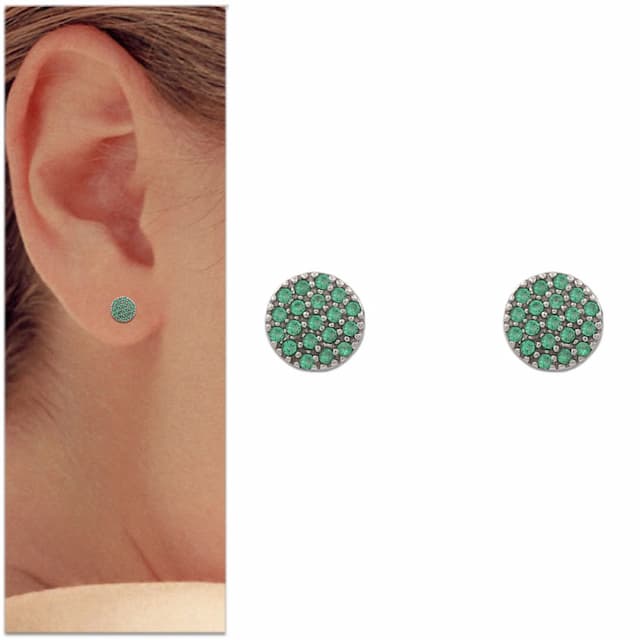 Imagen del productoPENDIENTES ORO BLANCO 18KL CIRCULO VERDE