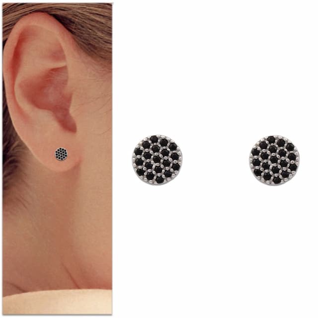 Imagen del productoPENDIENTES ORO BLANCO 18KL CIRCULO NEGRA