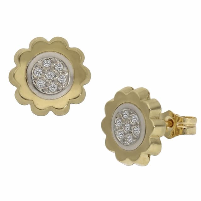 Imagen del producto PENDIENTES ORO 18KL FLOR CIRCONITAS - 9MM