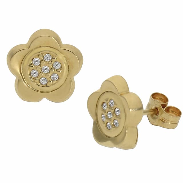 Imagen del producto PENDIENTES ORO 18KL FLOR CIRCONITAS - 9MM