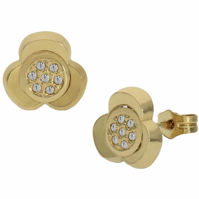 Imagen del producto PENDIENTES ORO 18KL TREBOL CIRCONITAS - 9MM