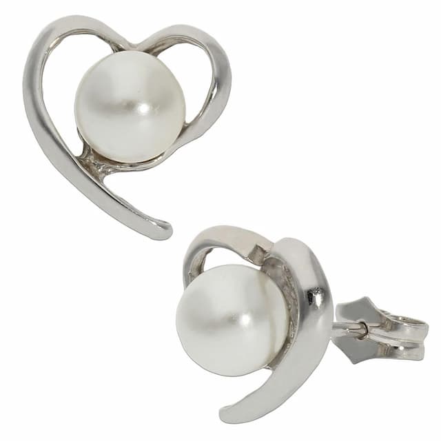 Imagen del producto PENDIENTES ORO BLANCO 18KL CORAZON PERLAS 