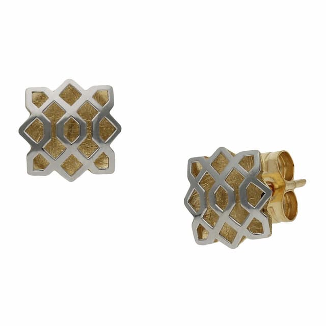Imagen del productoPENDIENTES ORO 18KL BICOLOR - 7X7MM