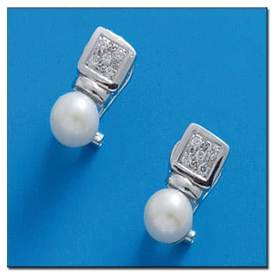 Imagen del producto PENDIENTES ORO BLANCO 18KL PERLAS + CIRCONITAS