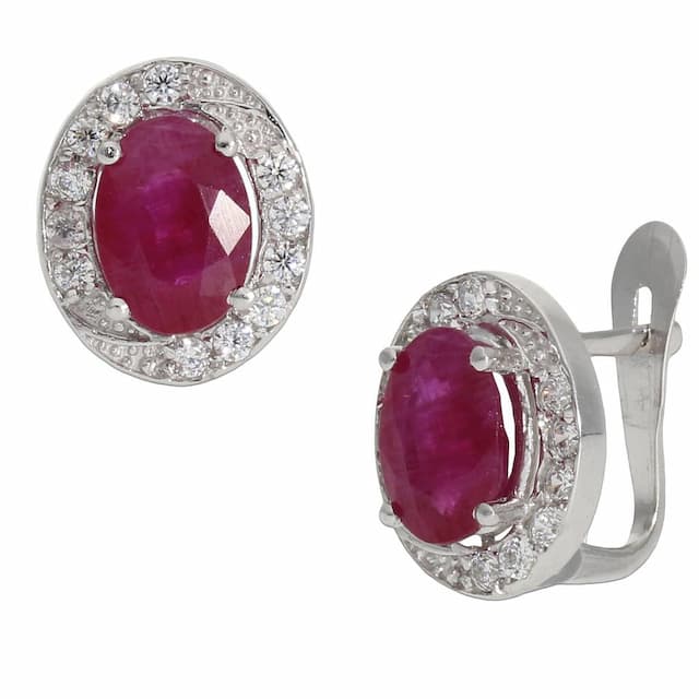 Imagen del producto PENDIENTES ORO BLANCO 18KL RUBIES FINOS 