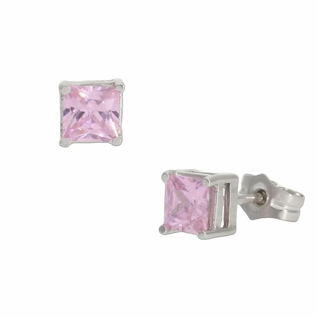 Imagen del productoPENDIENTES ORO BLANCO 18KL ROSA - 4.5X4.5MM