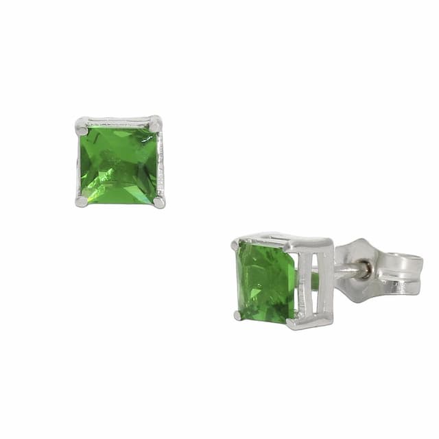 Imagen del productoPENDIENTES ORO BLANCO 18KL VERDE - 4.5X4.5MM