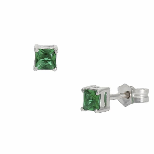 Imagen del productoPENDIENTES ORO BLANCO 18KL VERDE - 3.5X3.5MM
