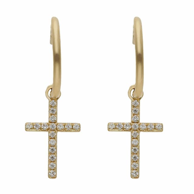 Imagen del productoAROS ORO 18KL CRUZ CIRCONITAS - 5.50MM