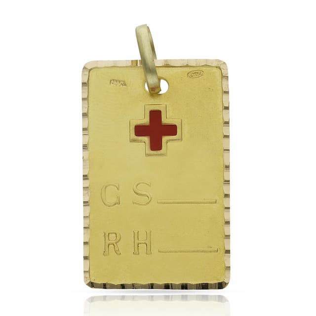 Imagen del productoPLACAS ORO 18KL GRUPO SANGUINEO - 18X29MM