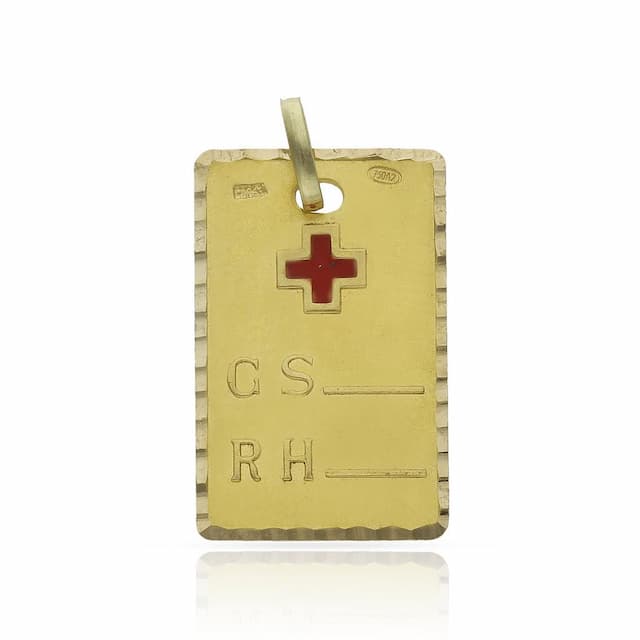 Imagen del productoPLACAS ORO 18KL GRUPO SANGUINEO - 16X25MM