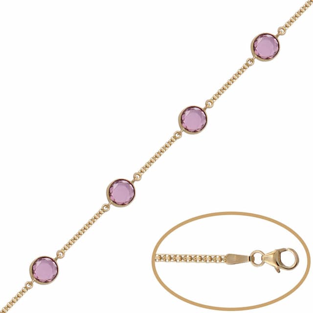 Imagen del productoPULSERA ORO 18KL BISMARK PIEDRA ROSA