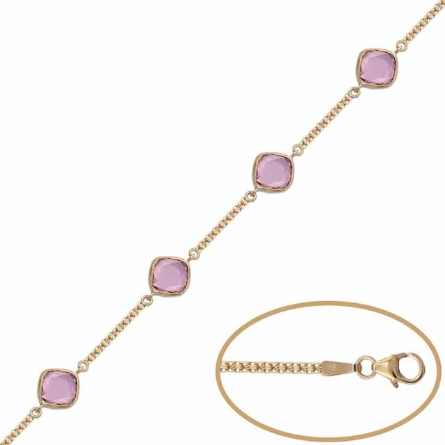 Imagen del productoPULSERA ORO 18KL BISMARK PIEDRA ROSA