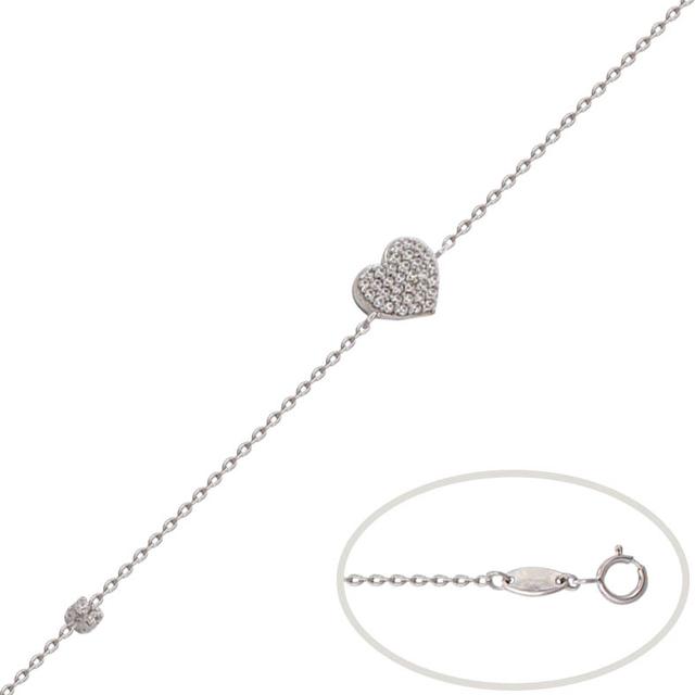 Imagen del producto PULSERA ORO BLANCO 18KL CORAZON CIRCONITAS