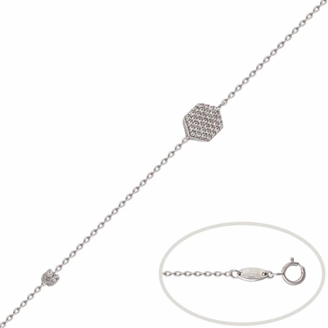 Imagen del productoPULSERA ORO BLANCO 18KL HEXAGONO CIRCONITAS