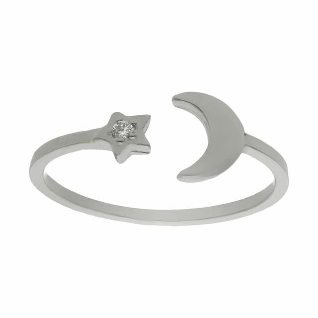 Imagen del producto SORTIJA ORO BLANCO 18KL LUNA + ESTRELLA 