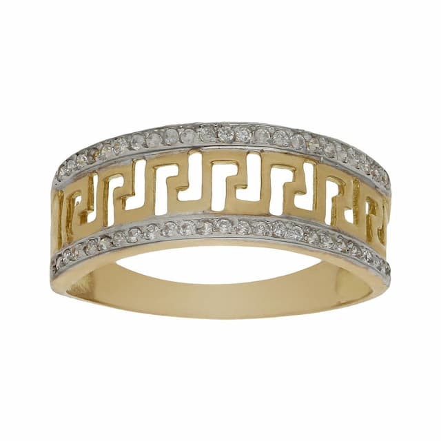 Imagen del productoSORTIJA ORO 18KL BICOLOR GRECA CIRCONITAS