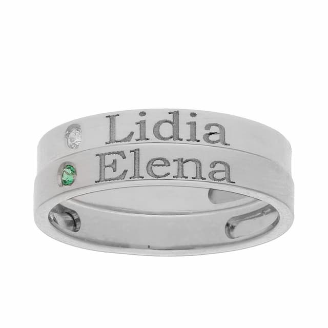 Imagen del productoSORTIJA ORO BLANCO 18KL - 2 ANILLOS PERSONALIZADOS NOMBRE