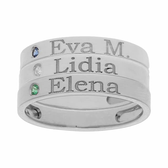 Imagen del productoSORTIJA ORO BLANCO 18KL - 3 ANILLOS PERSONALIZADOS NOMBRES