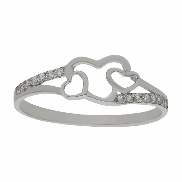 Imagen del productoSORTIJA ORO BLANCO 18KL CORAZONES CIRCONITAS